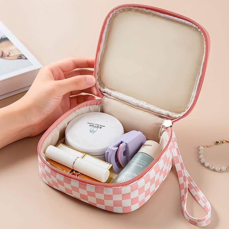 checkered travel makeup bag Cute Checkered Travel Tote - Perfect Gift