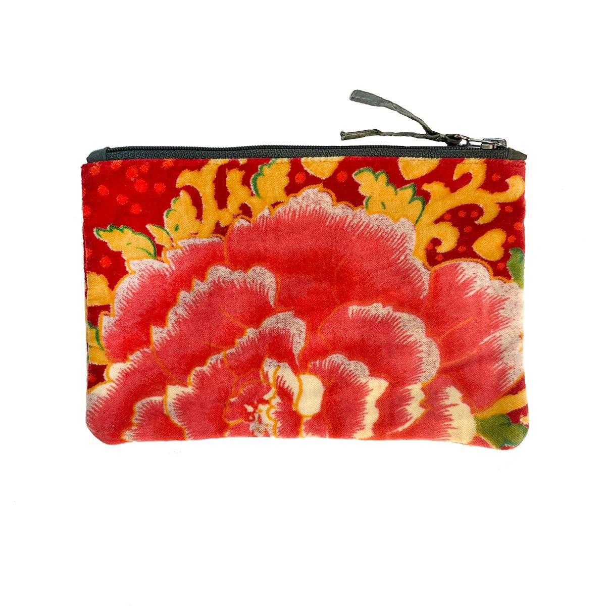 Napoli Velvet Pouch - Peonies Red