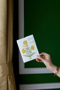 Block Printed Greeting Card - Genda Saffron