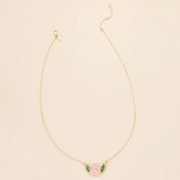 Pressed Flower Necklace - Pink Cherry Blossom/Gold