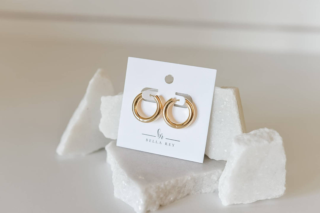 The Indy 18k Gold Plated Hoop Earrings - Hypoallergenic / Bella Rey