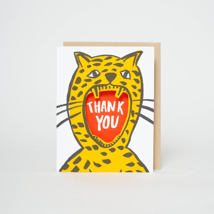 Thank You Cheetah Cutout Letterpress Greeting Card