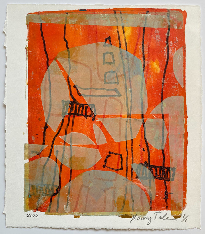 1/1 Gelli Plate Prints — Original Artwork by Nancy Tobin - Signed