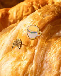 Croissant & Coffee Earrings | Mismatched Gold Studs
