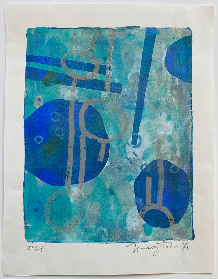 1/1 Gelli Plate Prints — Original Artwork by Nancy Tobin - Signed