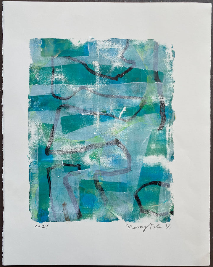 1/1 Gelli Plate Prints — Original Artwork by Nancy Tobin - Signed