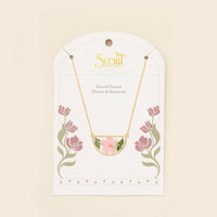 Pressed Flower Necklace - Pink Cherry Blossom/Gold