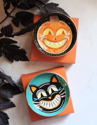 Halloween Porcelain Trinket Dish | Vintage Cat