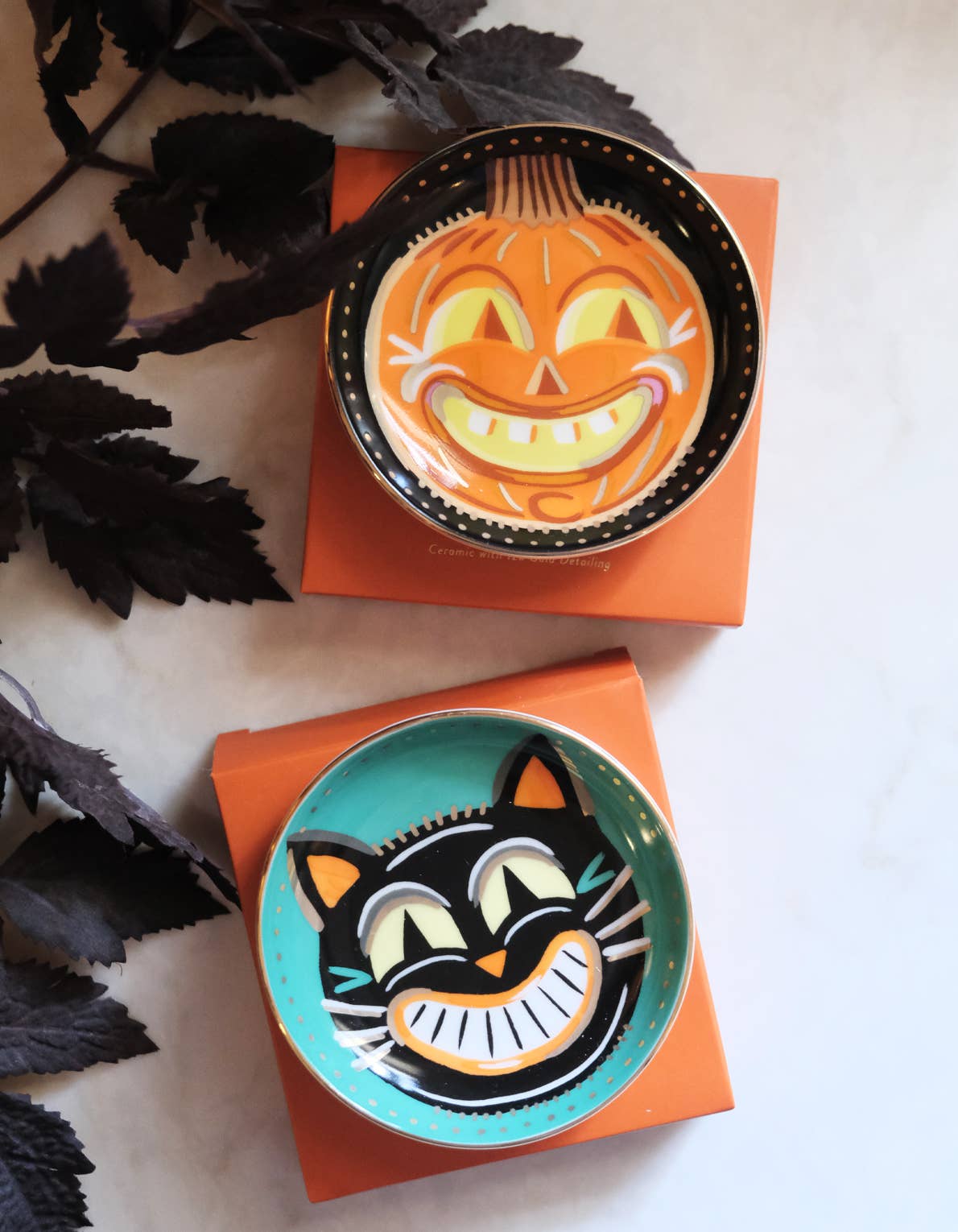 Halloween Porcelain Trinket Dish | Vintage Jack-o-Lantern