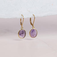 February Birthstone Amethyst Gold Oval Gemstone Earrings / Soul & Little Rose
