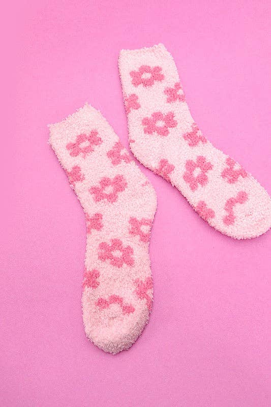 Warm Coral Fleece Plush Daisy Fuzzy Socks