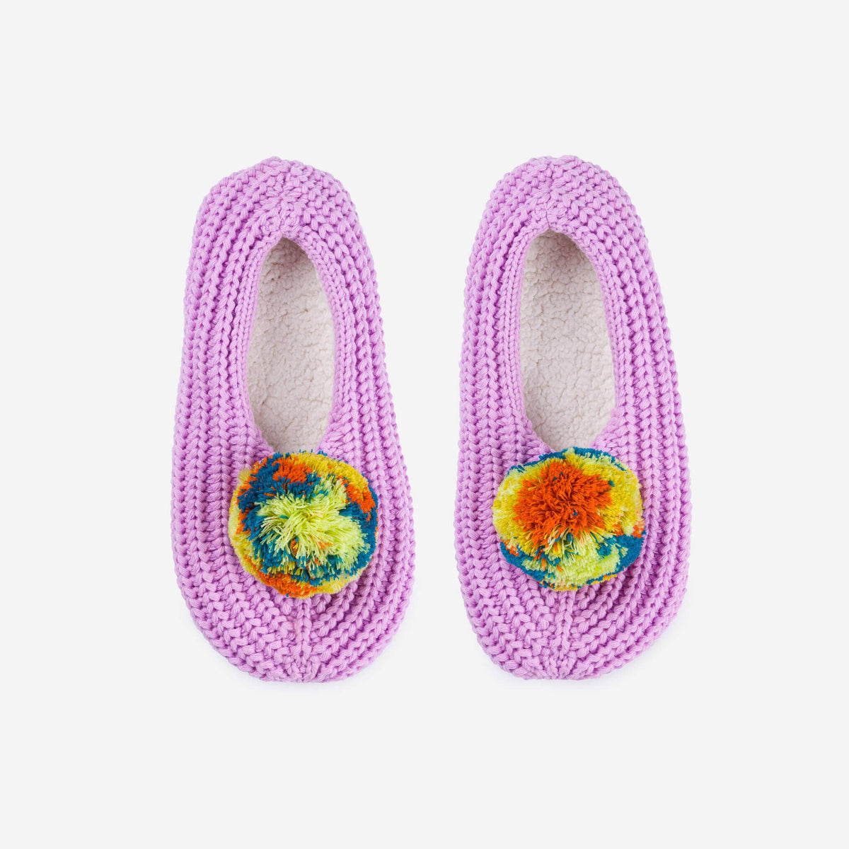 Marble Pom Knit Slippers