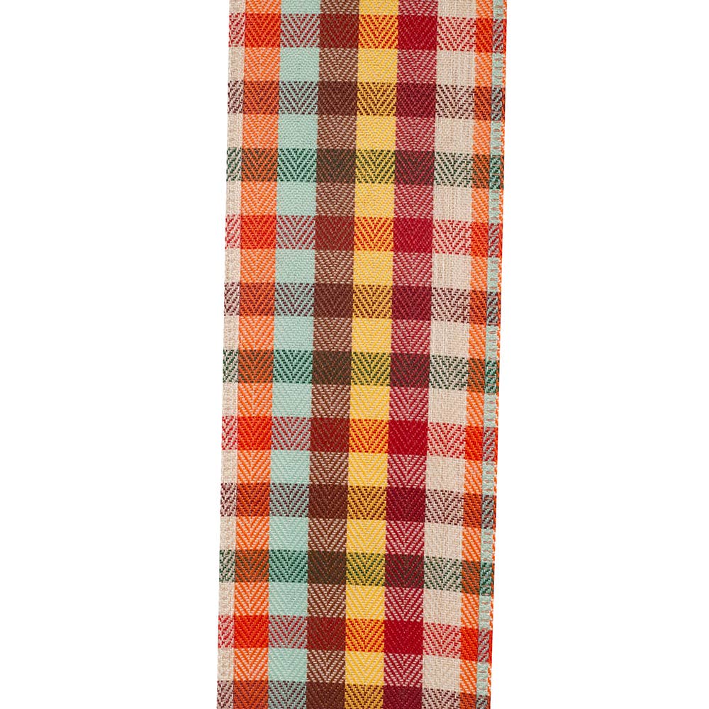 Tonal Twill Plaid Wired Edge, Multi, 2-1/2 In