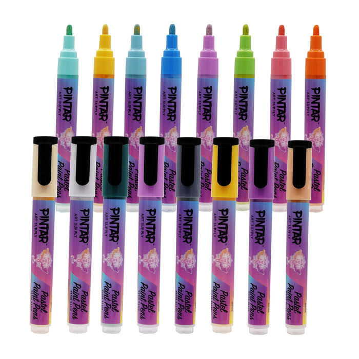 PINTAR Art Supply 16 Pack Acrylic Premium Vibrant Pastel Paint Pens Medium Tip 5.0mm Tips, Glossy, Japanese Ink Use On Rocks, Glass, Ceramic, Plastic (Copy)