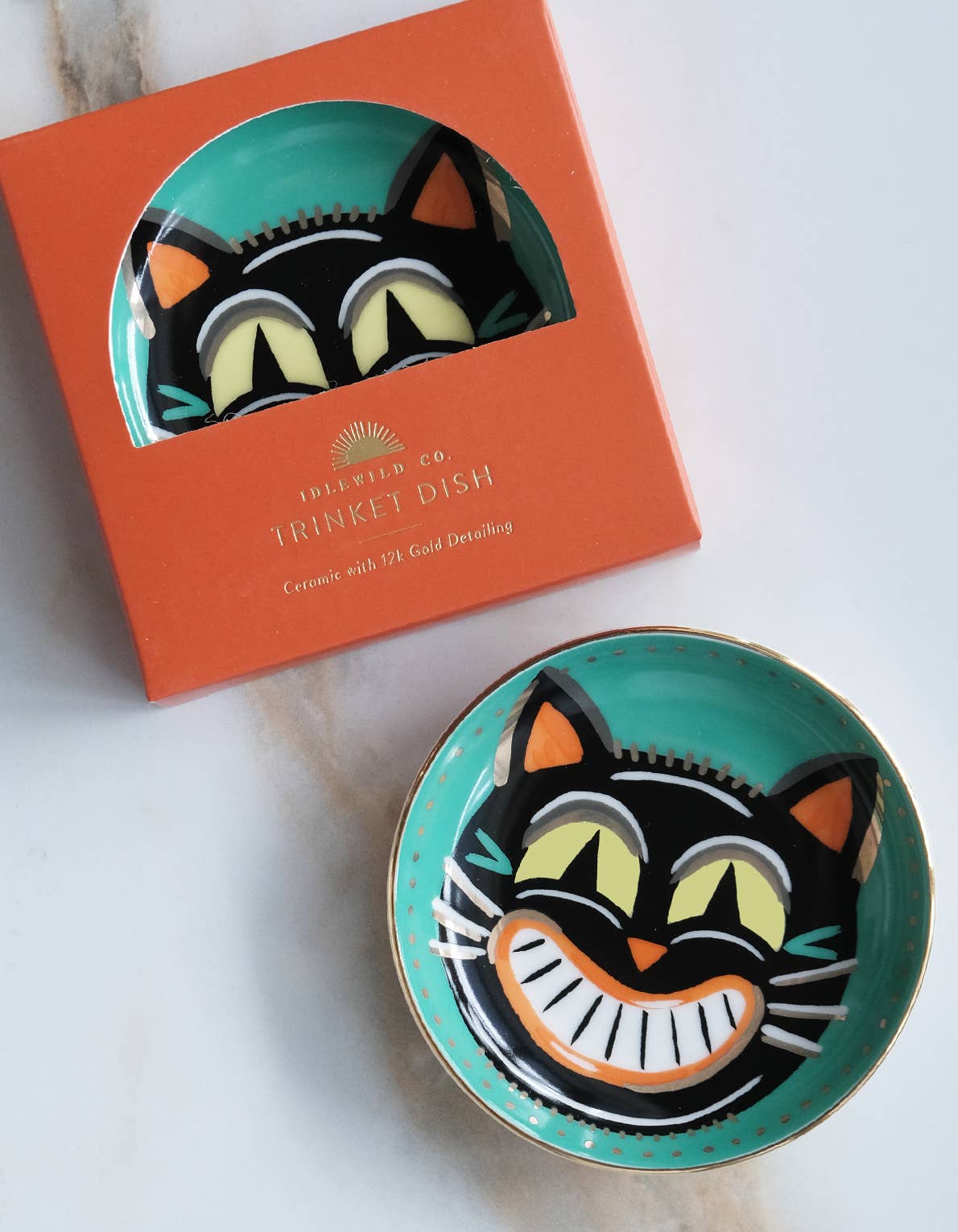 Halloween Porcelain Trinket Dish | Vintage Cat