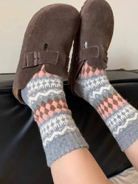 Rufia - Nordic Patchwork Knit Crew Socks