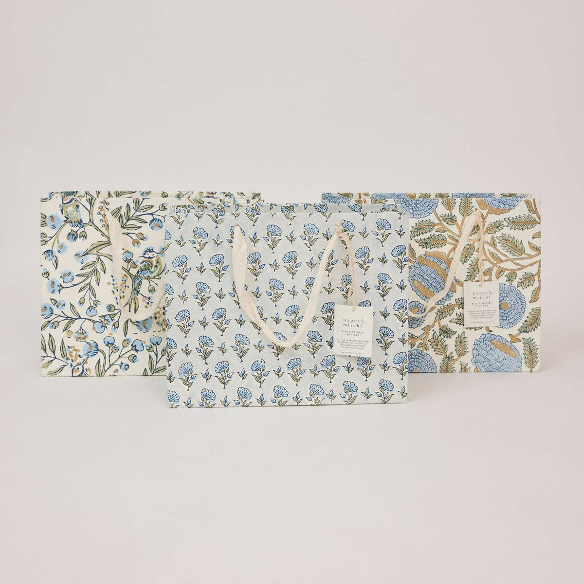 Block Printed Gift Bags (Medium) - Blue Stone Refresh