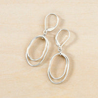 Simple Flame Earrings, Stacked Oval Drops, silver or gold