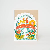 Grateful Gnomes Letterpress Greeting Card by Phoebe Wahl