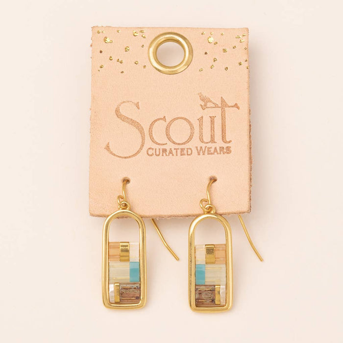 Good Karma Miyuki Frame Earring - Mint/Peach/Gold / Scout
