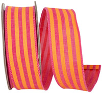 Broad Striped Linen, Orange/fuchsia, 1-1/2 In