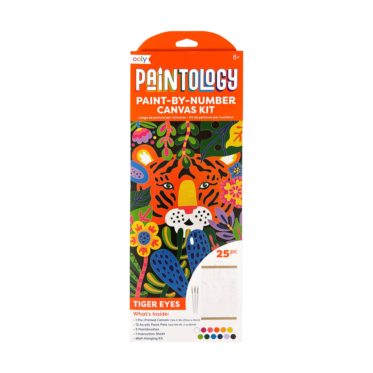 Paintology Paint By Number Canvas Kit - Tiger Eyes 25 PC Set