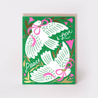 Peace & Love Doves Holiday Letterpress Greeting Card