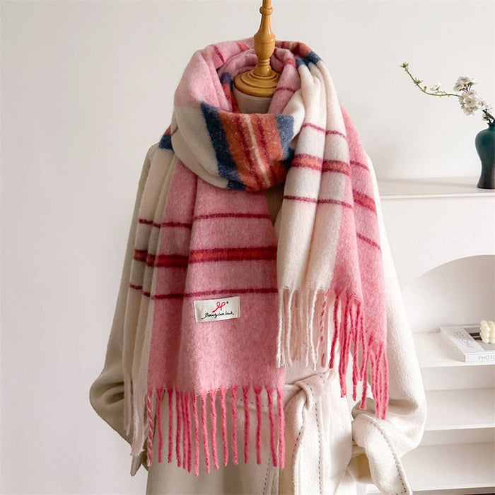 Soft Gradient Knit Tassel Scarf Wrap Shawl
