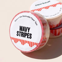 Wavy Stripes Washi Tape (Red + Pink)