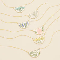 Pressed Flower Necklace - Blue Baby's Breath/Gold