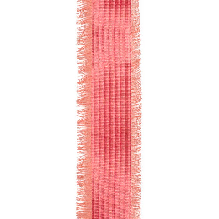 Dupioni Silk Fringe Ribbon, Coral, 1-1/2 In