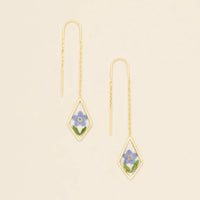Pressed Flower Thread Earring - Blue Forget Me Not/Gold
