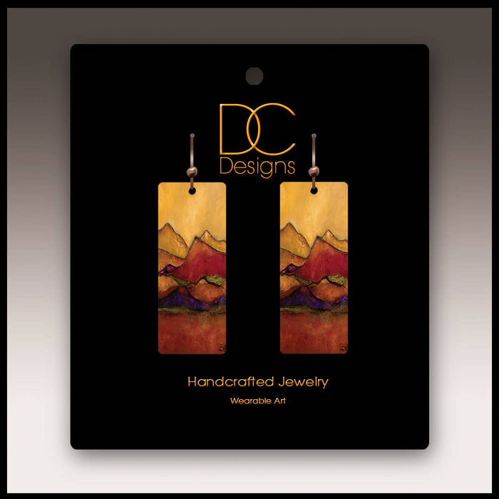 Desert Mountains Fine Art Rectangle Handmade Earrings