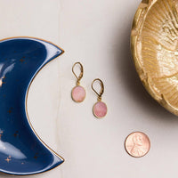 October Birthstone Pink Opal Gold Oval Gemstone Earrings / Soul & Little Rose