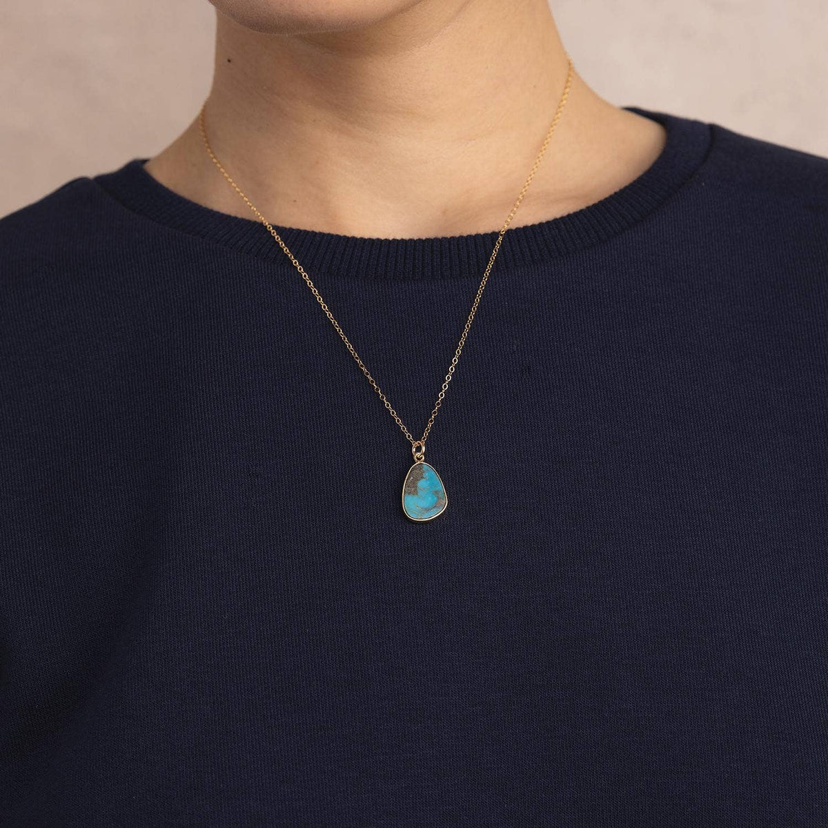 Gold Filled Turquoise Slice Oval Necklace / Soul & Little Rose