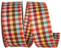 Tonal Twill Plaid Wired Edge, Multi, 2-1/2 In