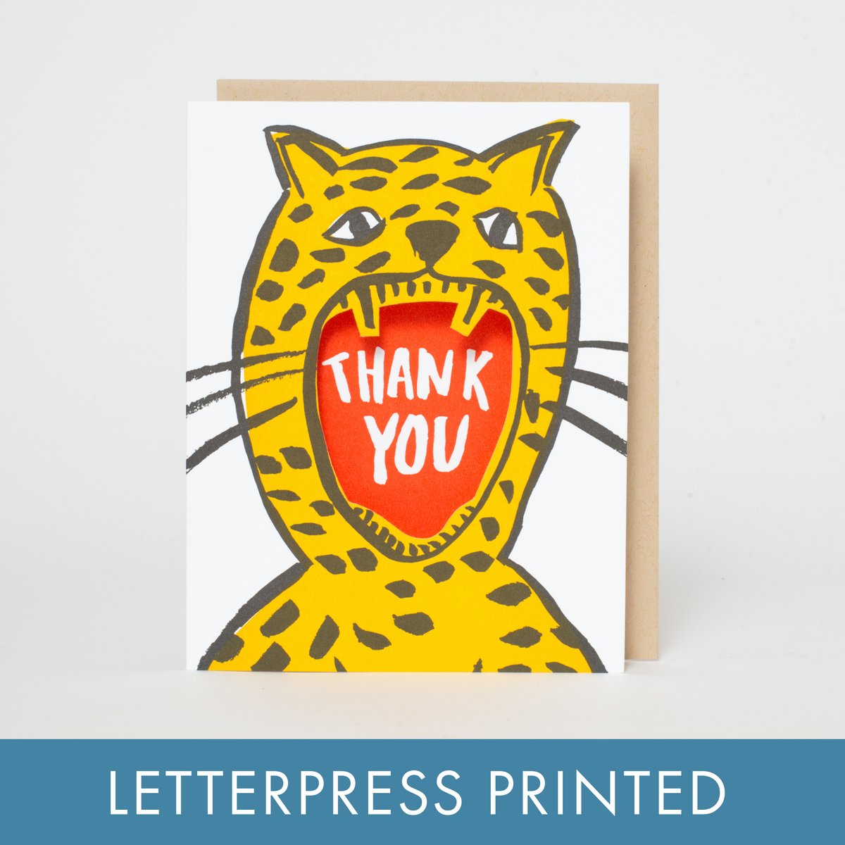 Thank You Cheetah Cutout Letterpress Greeting Card