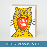 Thank You Cheetah Cutout Letterpress Greeting Card