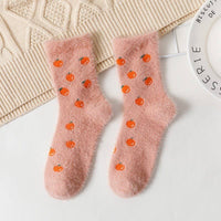 Warm Fuzzy Socks - Cute Fruit Motifs - Soft Chinlon