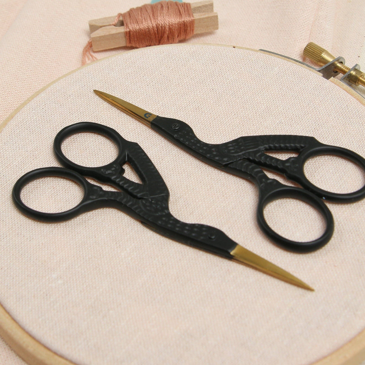 Stork Embroidery Scissors, Matte Black