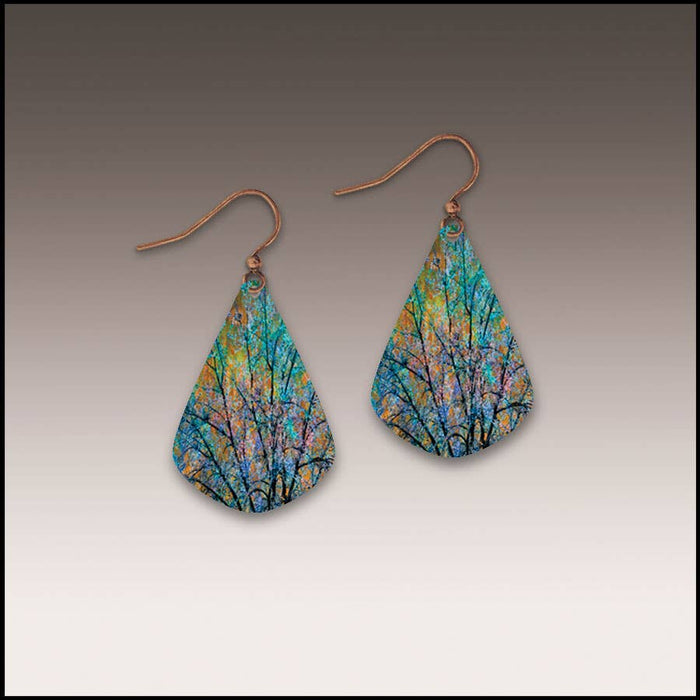 Blue Branches Artistic Short Drop Earrings