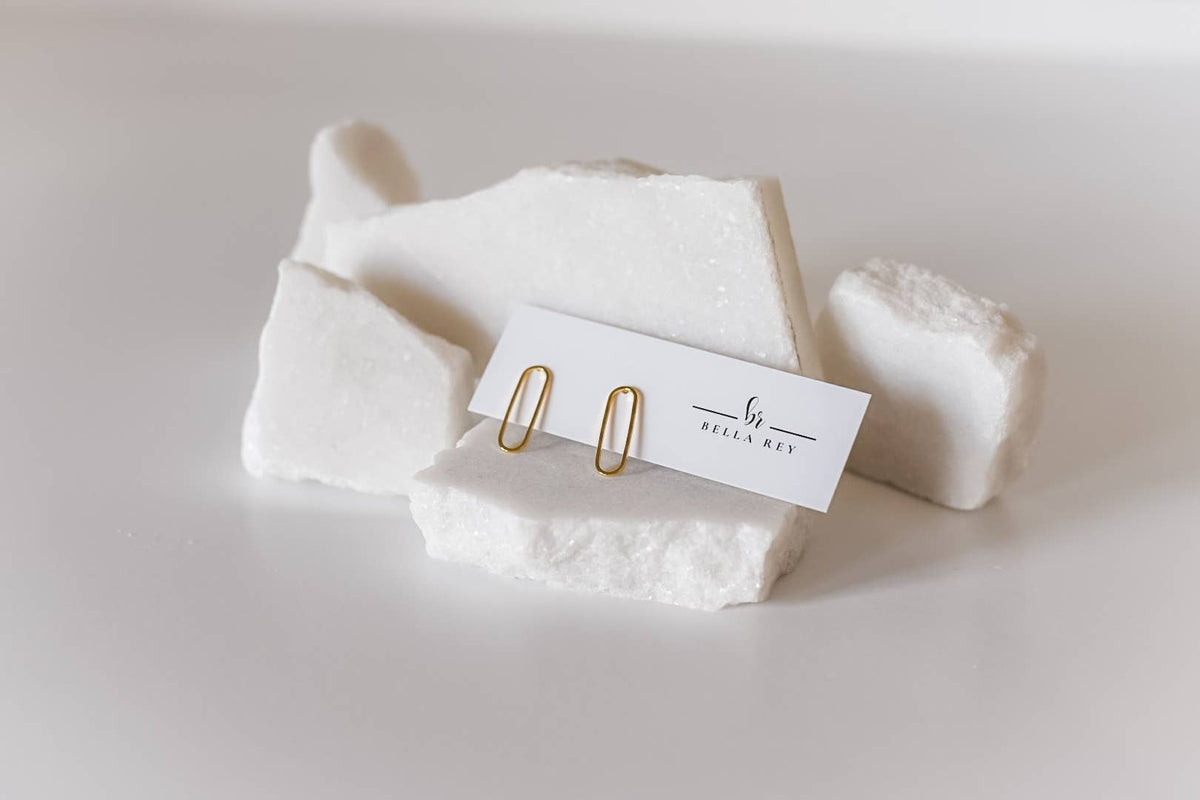 Carlysle Gold Plated Oval Studs - Small / Bella Rey