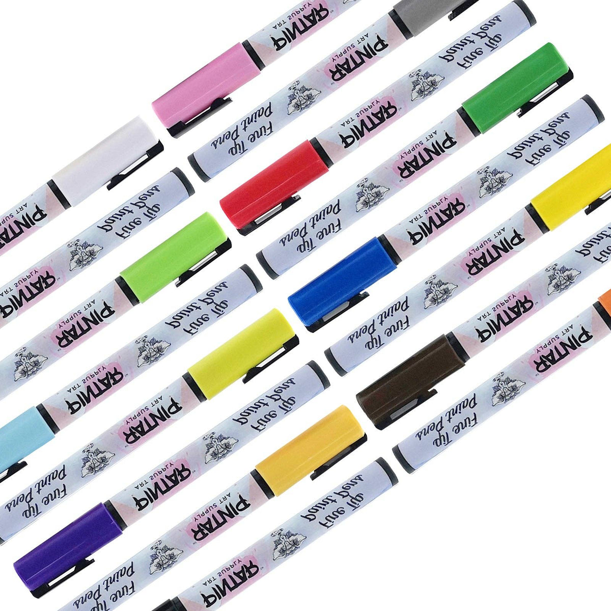 PINTAR Premium Acrylic Paint Pens - 1mm Fine Tip Pens For Rock Painting, Ceramic Glass, Wood, Paper, Fabric & Porcelain, Water Resistant Paint Set, Surface Pen, Craft Supplies, DIY Project (16 colours)