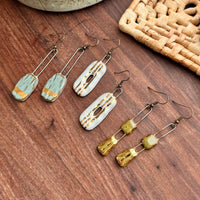 Speckled Olive Two Piece Gold Lined Earrings