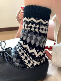 Rufia - Nordic Patchwork Knit Crew Socks