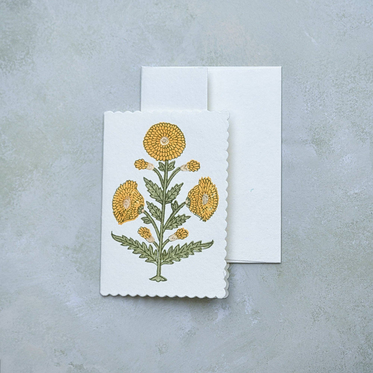 Block Printed Greeting Card - Genda Saffron