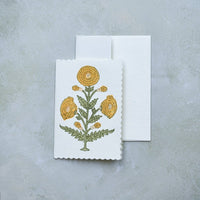 Block Printed Greeting Card - Genda Saffron
