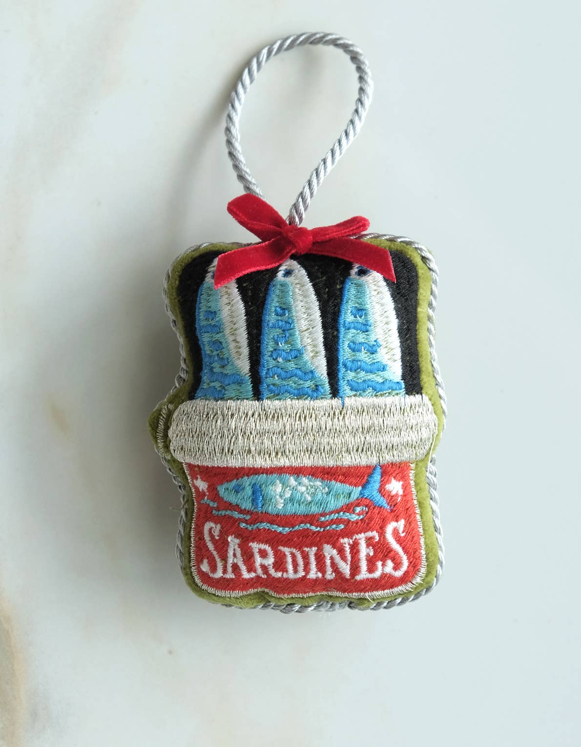 Velvet Embroidered Ornament | Sardine Tin