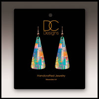 Mosaic Abstract Triangle Drop Handmade Earrings