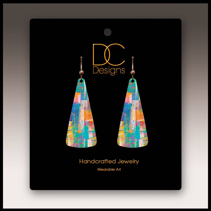 Mosaic Abstract Triangle Drop Handmade Earrings
